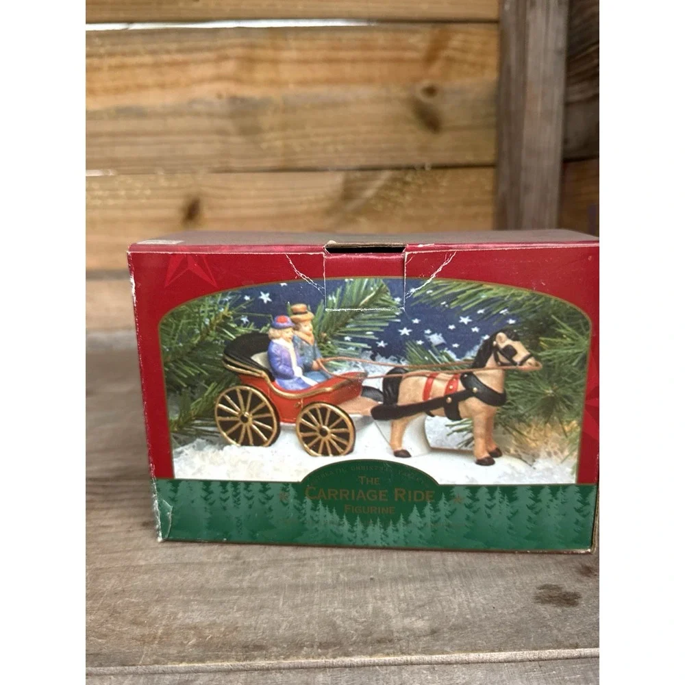 Carriage Ride‎ Figurine, Vintage 1996, Horse Drawn, Christmas Village Decoration